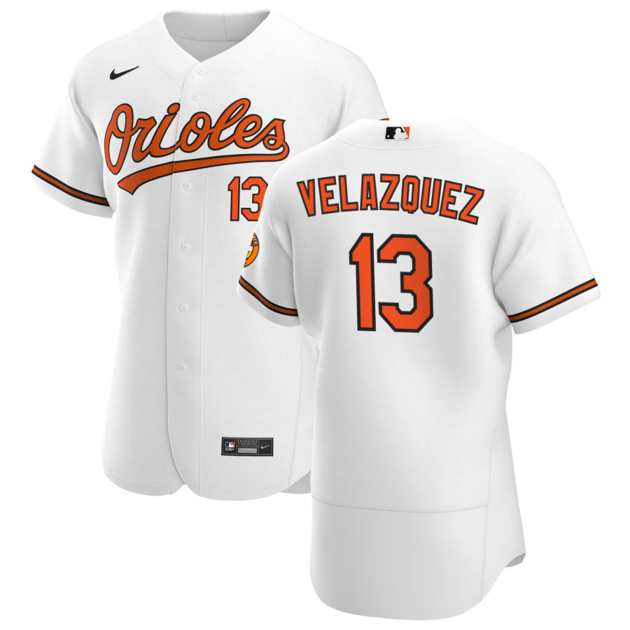 Baltimore Orioles #13 Andrew Velazquez Men Nike White Home 2020 Authentic Player MLB Jersey->baltimore orioles->MLB Jersey